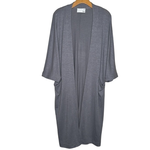 Wilfred Free Zlata LONG Sweater Open Front Kimono Cardigan Gray Medium Like NEW - Picture 1 of 16